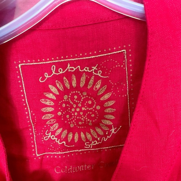 Vintage Coldwater Creek 100% Linen Button Front Jacket W 18 NWT Red $80 - Picture 6 of 16